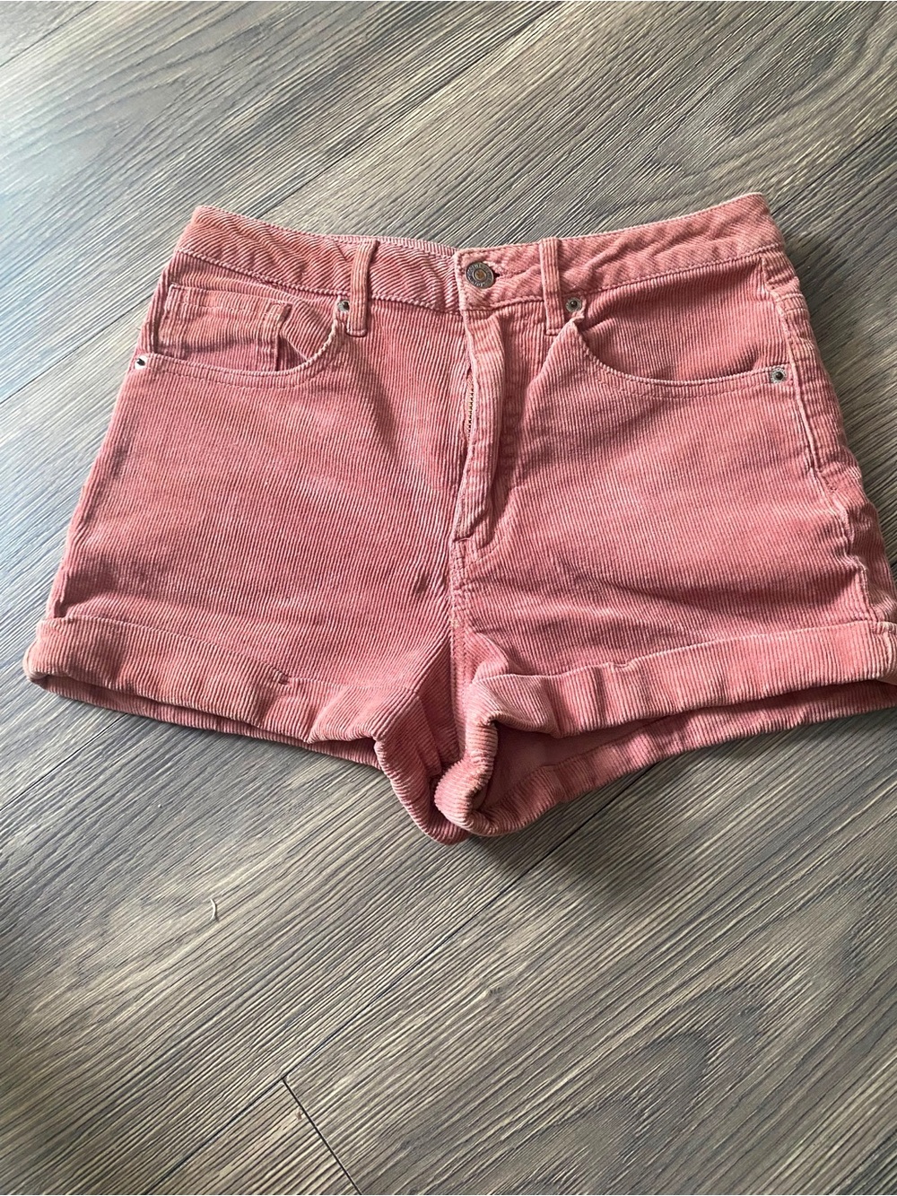 Forever 21 Dusty Rose Corduroy Roll-Hem Jean Shorts